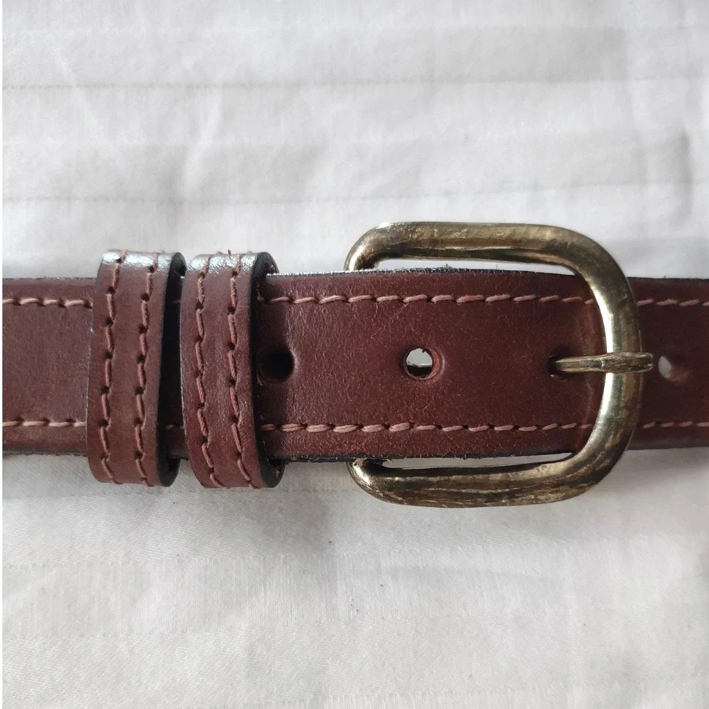 Mens Genuine Leather Woven Stretch Belt Brass Buckle Made‎ USA 58-60